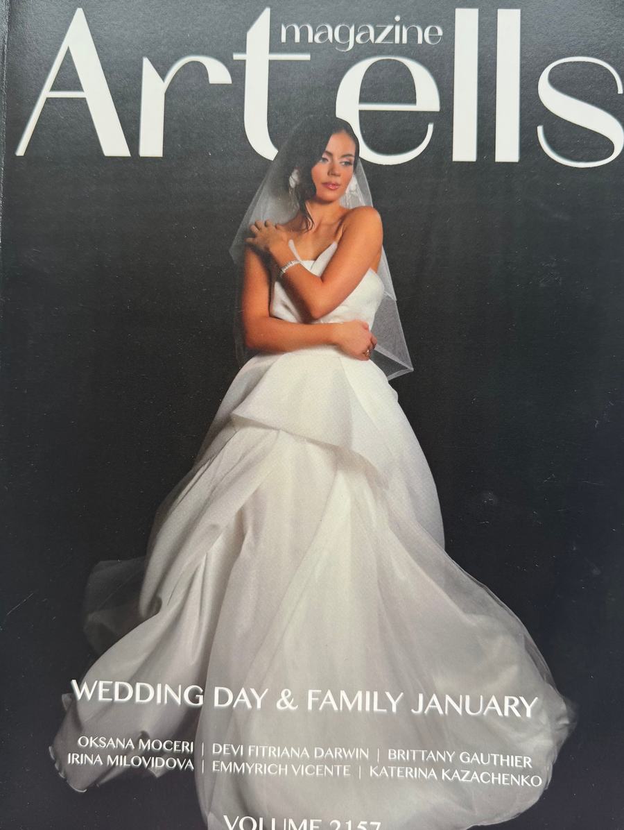 Artells magazine cover — a bride in a sweeping white gown